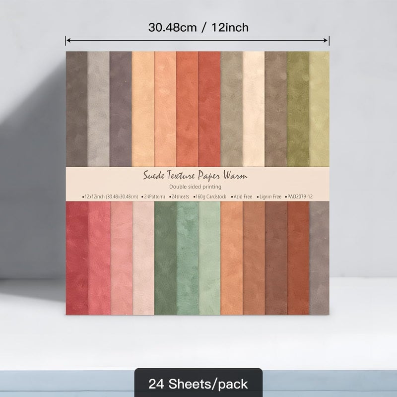 WLXTREE Double-Sided Scrapbook Paper Pad, 12X12 Textured Decorative Craft Paper for Scrapbooking Planner Bullet Junk Journal Supplies Mixed Media Collage Card Making,24 Designs 24 Sheets - Image 4